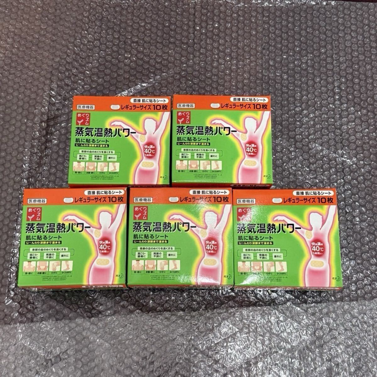 H17KZ12g めぐりズム 蒸気温熱パワーrb 肌に貼るシート レギュラーサイズ10枚入 5セット 医療機器 肩こり 腰痛 家庭用温熱パック
