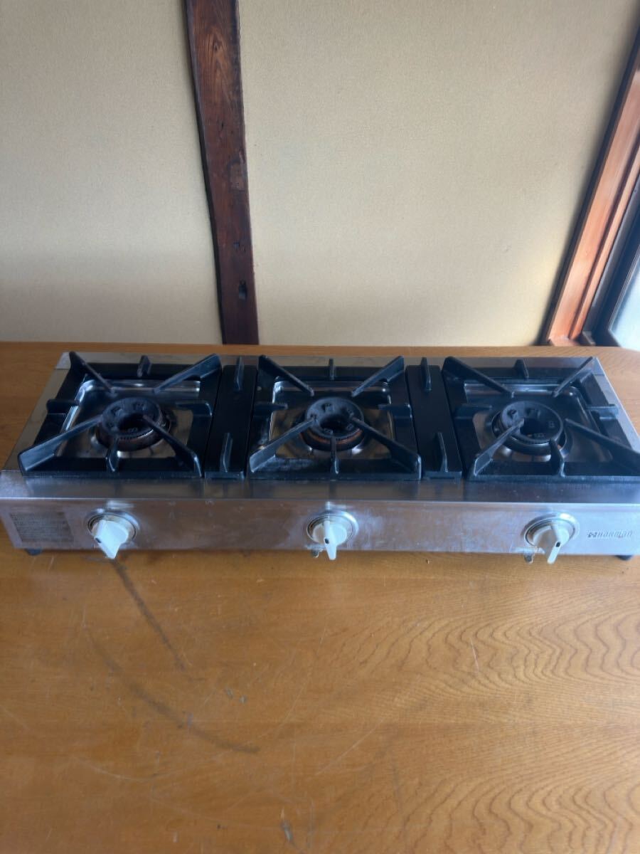 ハーマン 卓上 ガスコンロ 3口LPガス 厨房 中古 tc-030 (no.3)