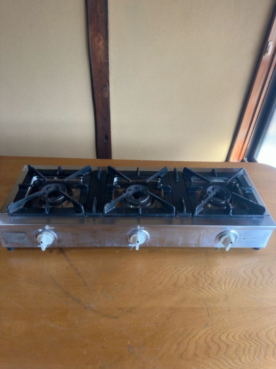 ハーマン 卓上 ガスコンロ 3口LPガス 厨房 中古 tc-030 (no.8)