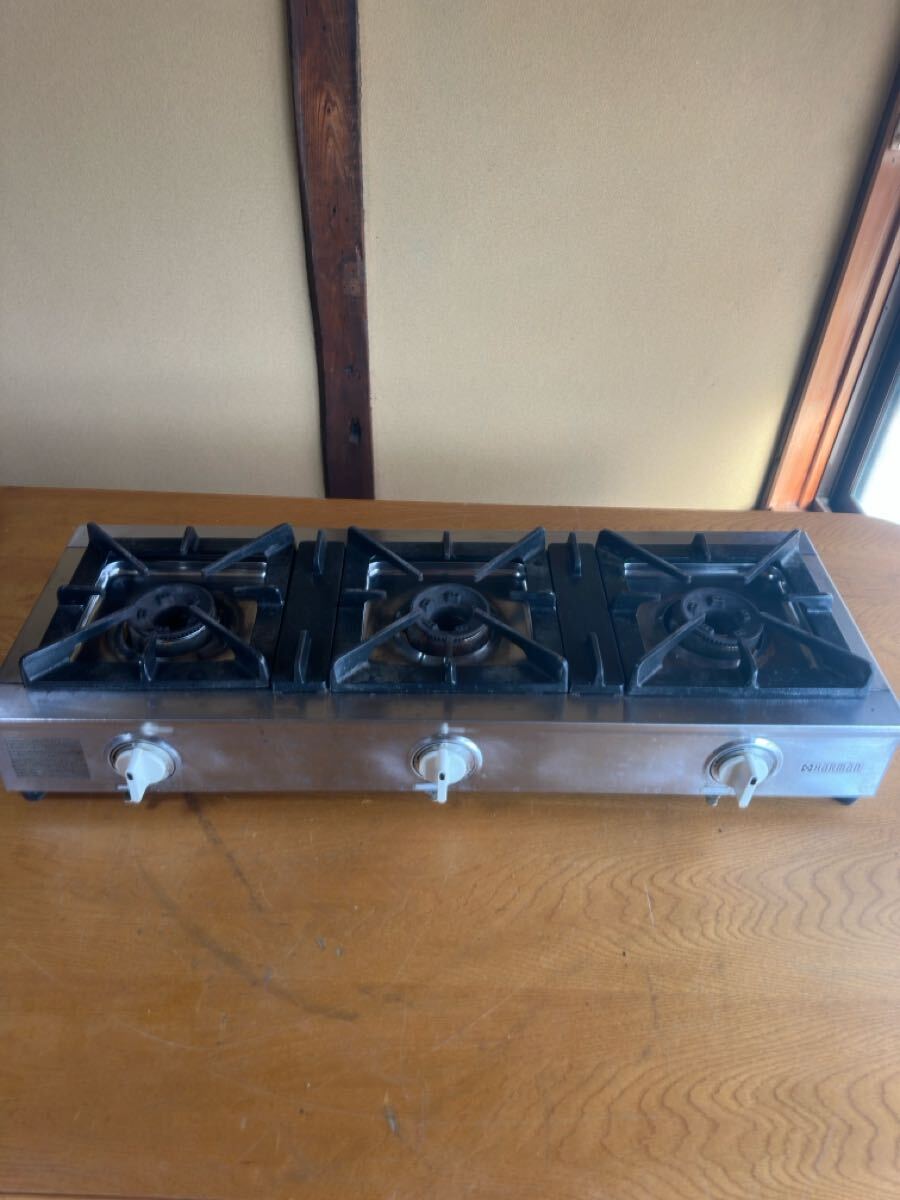 ハーマン 卓上 ガスコンロ 3口LPガス 厨房 中古 tc-030 (no.10)