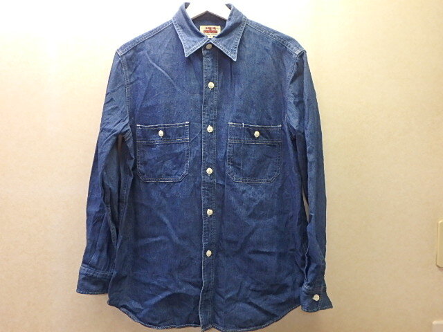 nk15-25-0912-1　BIG JOHN ビッグジョン 長袖シャツ デニムシャツ ONLY DENIM TRUE DUNGAREE 古着 メンズ M 中古
