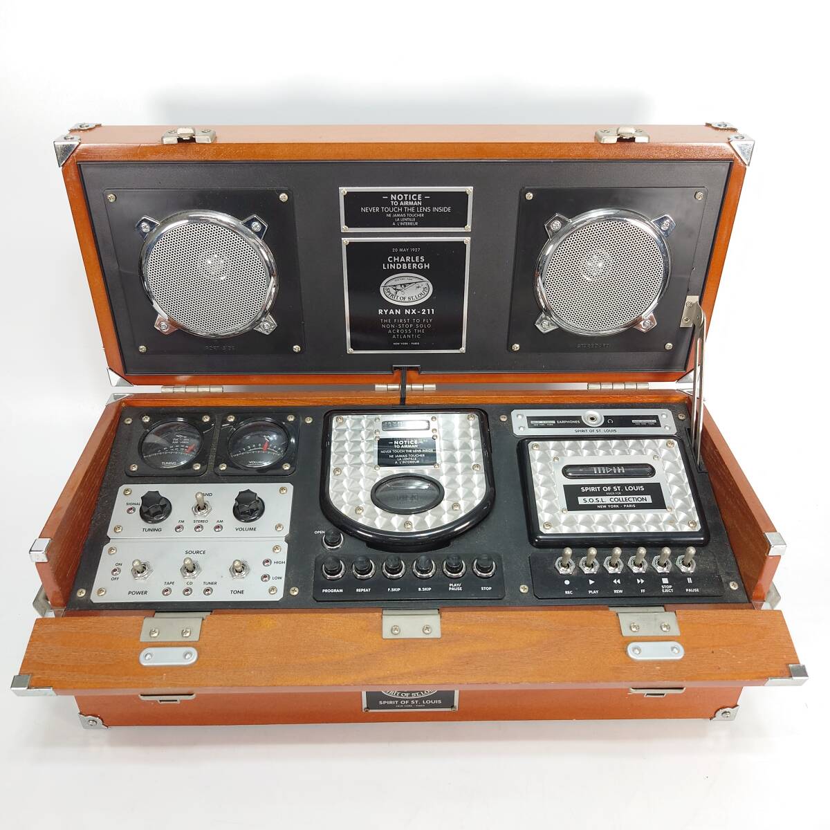 SPIRIT OF ST.LOUIS RYAN NX-211 CDラジカセ ラジオ/カセットプレーヤー レトロ風 木製トランク型 現状品
