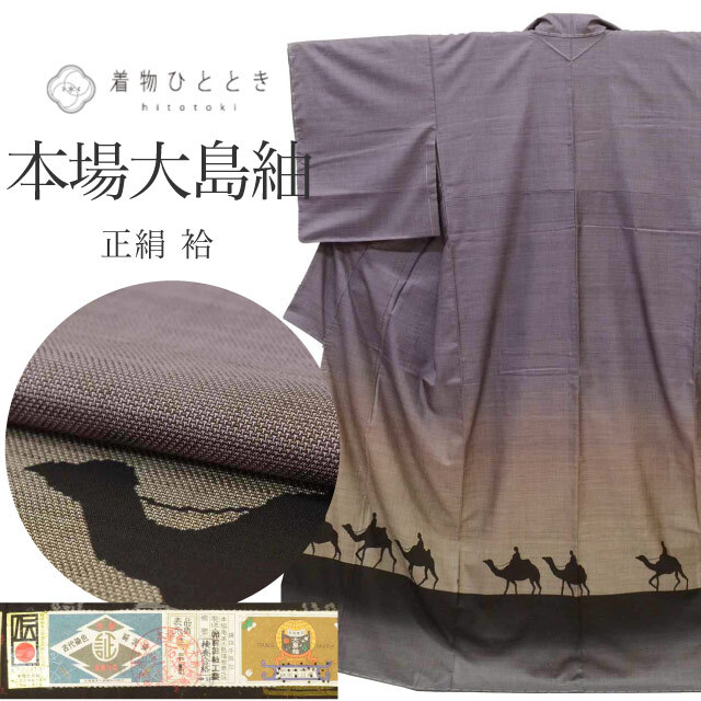 本場大島紬 リサイクル着物 正絹 M ちょっとふくよかL 特選逸品 身丈157 奄美大島 前田紬工芸 裄丈65 袷 美品 未使用品 証紙 仕立て上がり