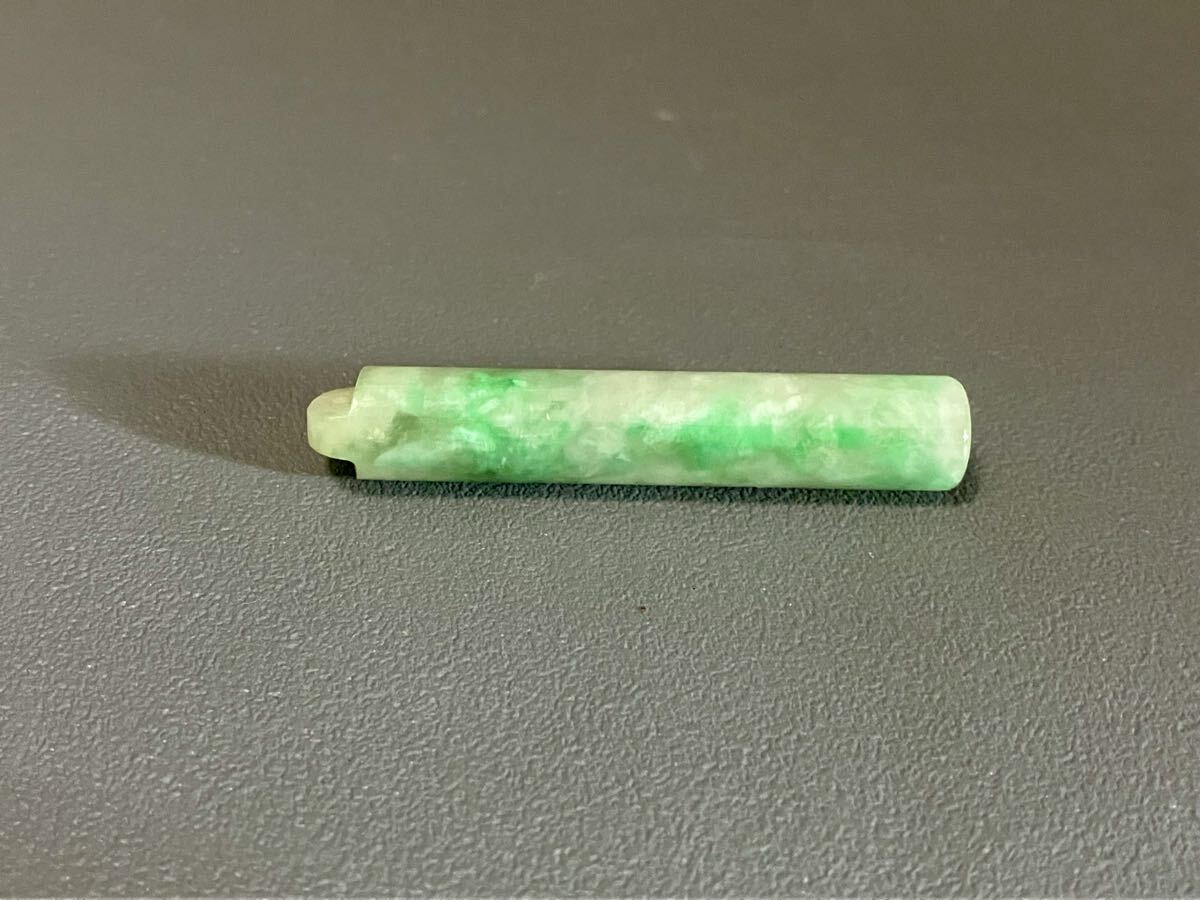中国美術 管 翡翠 天然石 彫刻 時代物 