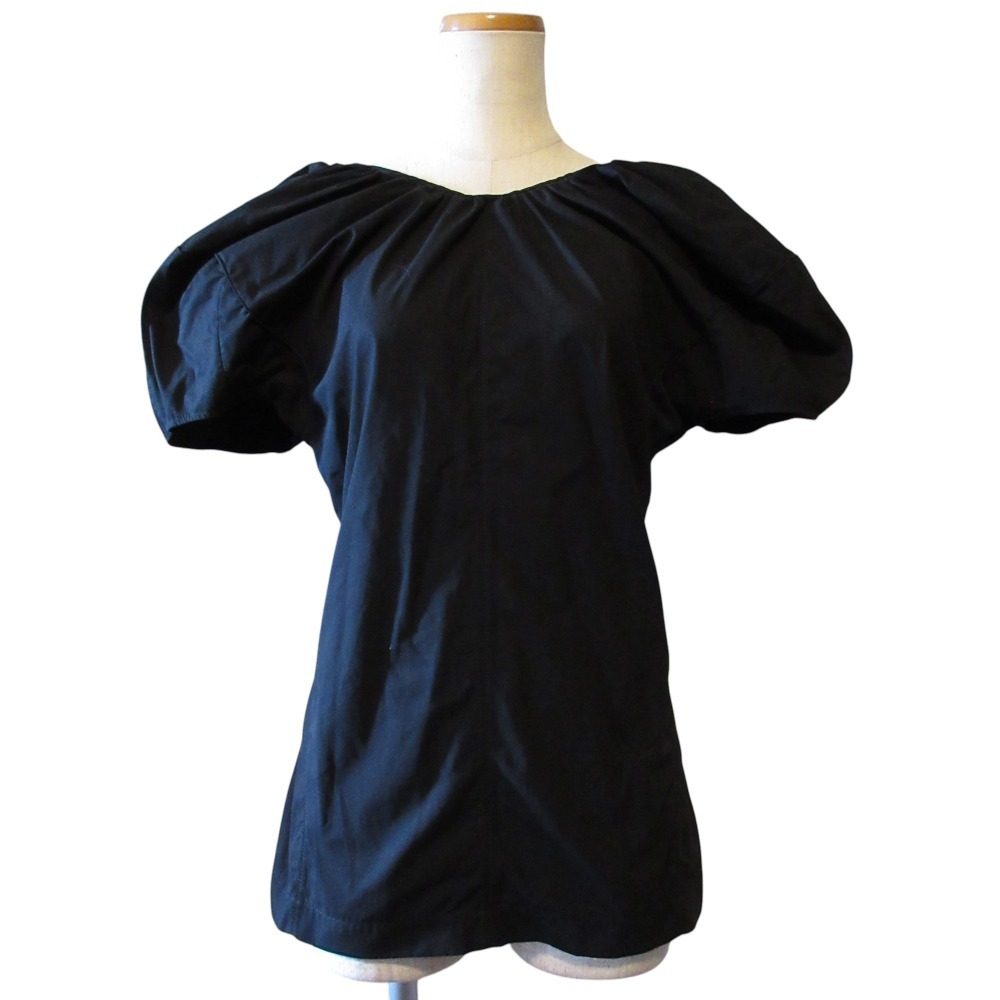 美品 CELINE セリーヌ フィービー期 ショートパフスリーブ バックファスナーブラウス カットソー 36 ブラック