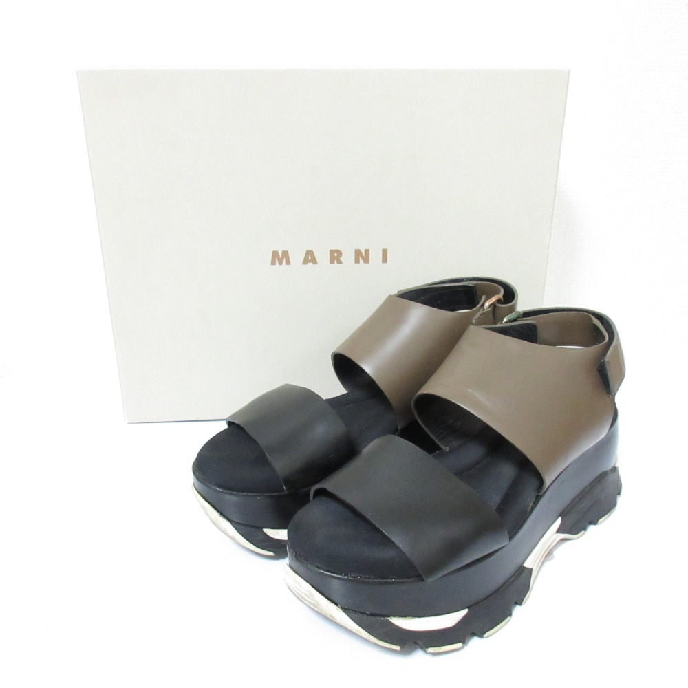 MARNI マルニ カラーブロック サンダル 厚底 プラットフォーム スポサン SAMSW15G08 サイズ37 約24cm ブラウン×ブラック