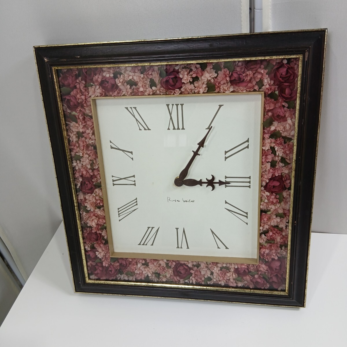 #353 花時計/Rose baiser/ 掛け時計/ヴィンテージ/ 壁掛け時計/和歌山県にて引き取り大歓迎