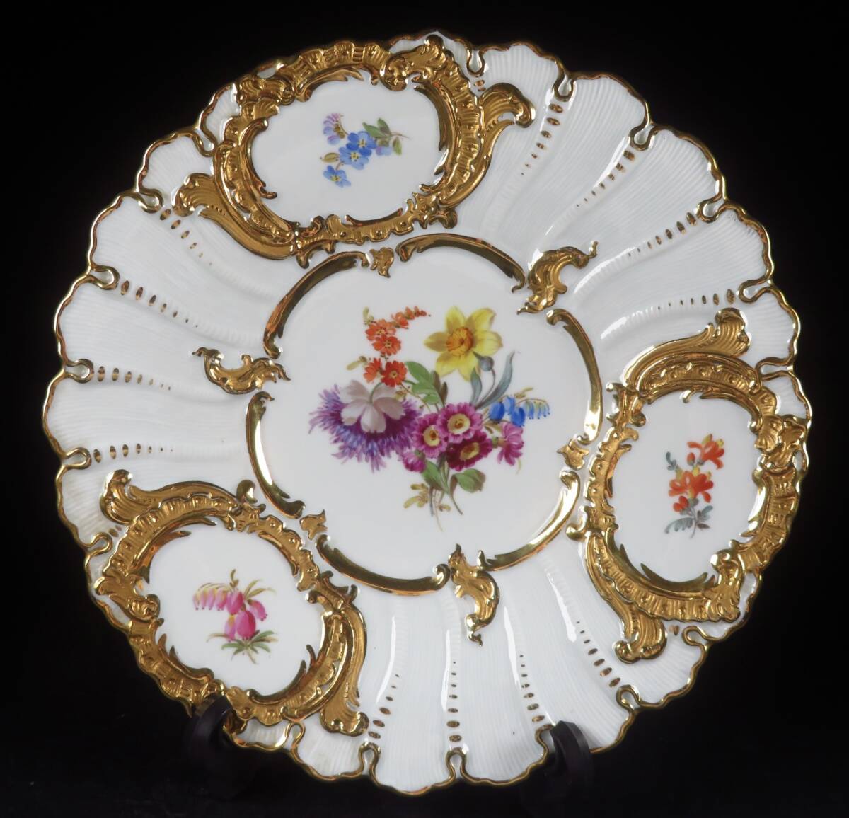 【SAKURAYA】資産家整理品【Meissen マイセン】グランツゴールド プレート 金彩 飾皿 Bフォーム 西洋美術 骨董品 直径23.5cm【920】