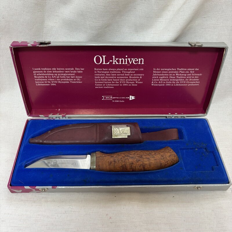 即決！希少 レア OL-kniven OL リレハンメル 冬季オリンピック 記念品 ウッド シースナイフ アウトドア 1994年 IW509CK03OLK