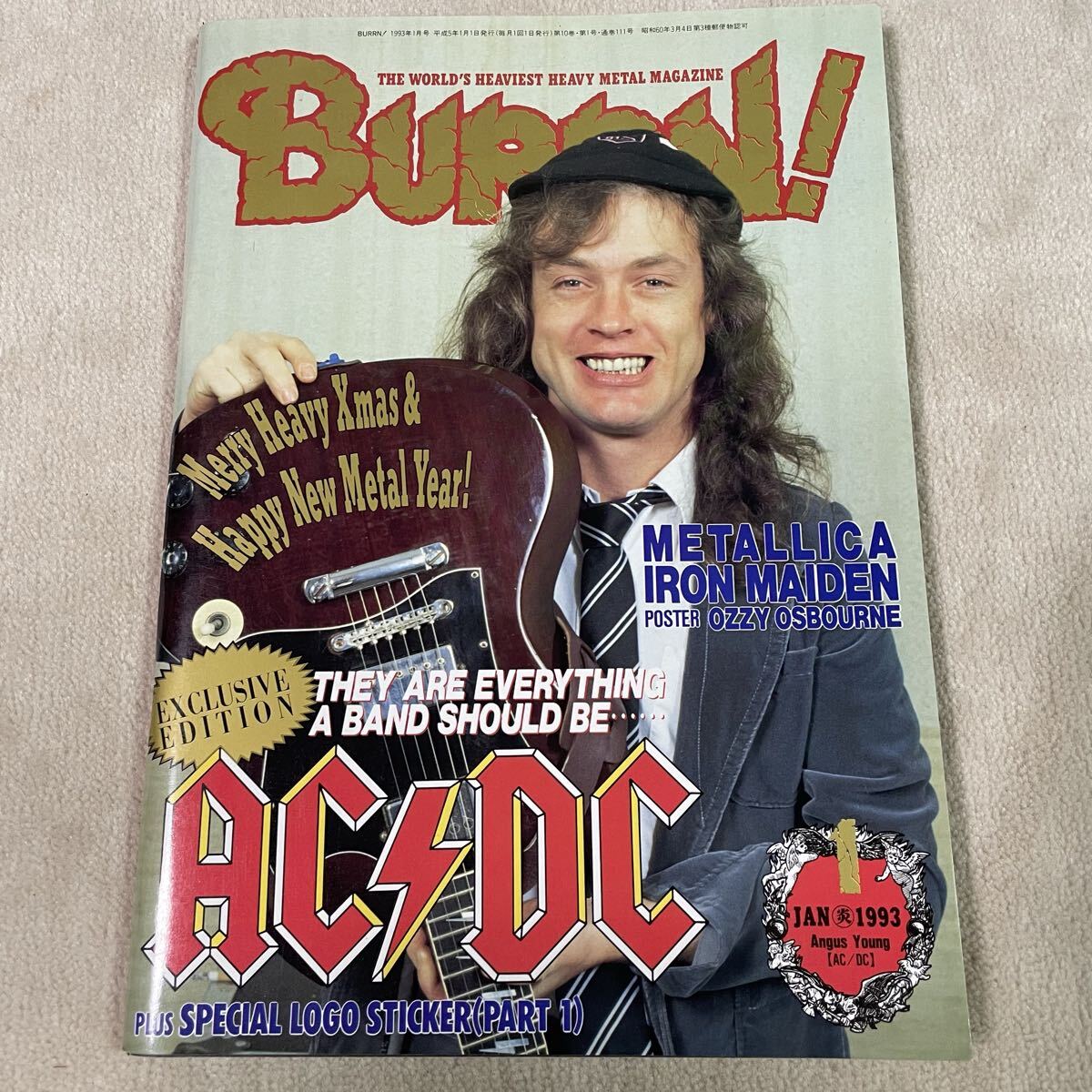 BURRN! 1993年 1月号 AC/DC アンガス・ヤング Gibson SG ステッカー付