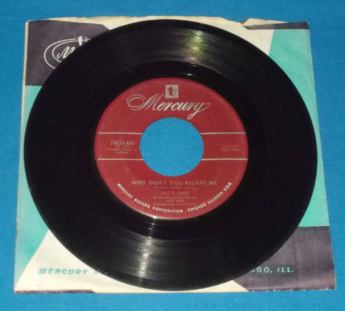 ☆7inch EP★US盤●PATTI PAGE/パティ・ペイジ「Why Don't You Believe Me/なぜ信じてくれないの」50s名曲!●