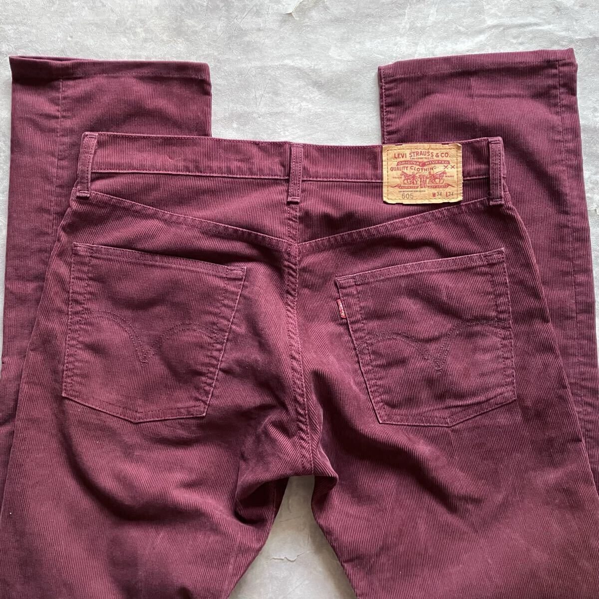 即決 W34 リーバイス Levi's 505 秋冬 コーデュロイ カラージーンズ 赤紫系 2008年製 00505-0159 スモールe ストレート g8