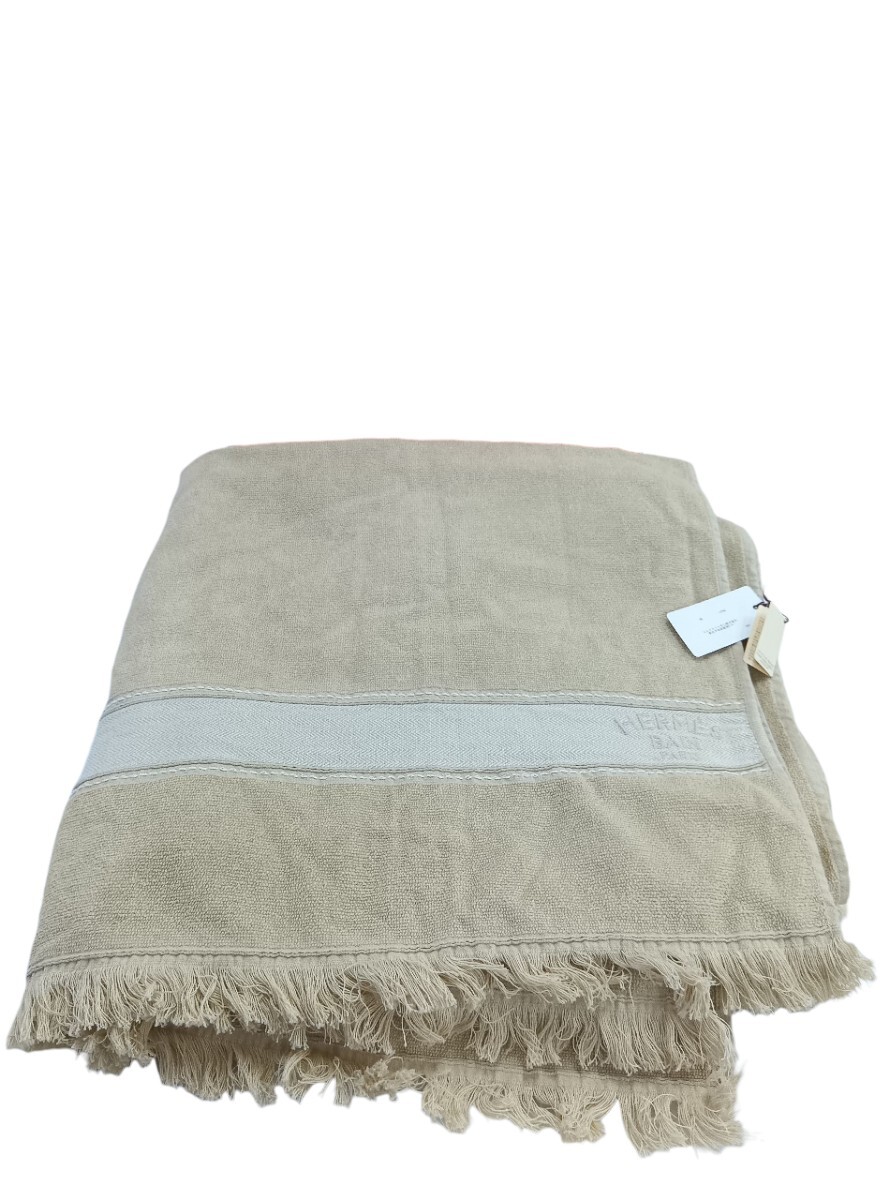 【タグ付き未使用】 HERMES エルメス ヨッティング ビーチタオル ブランケット インテリア ひざかけ タオル ベージュ レディース