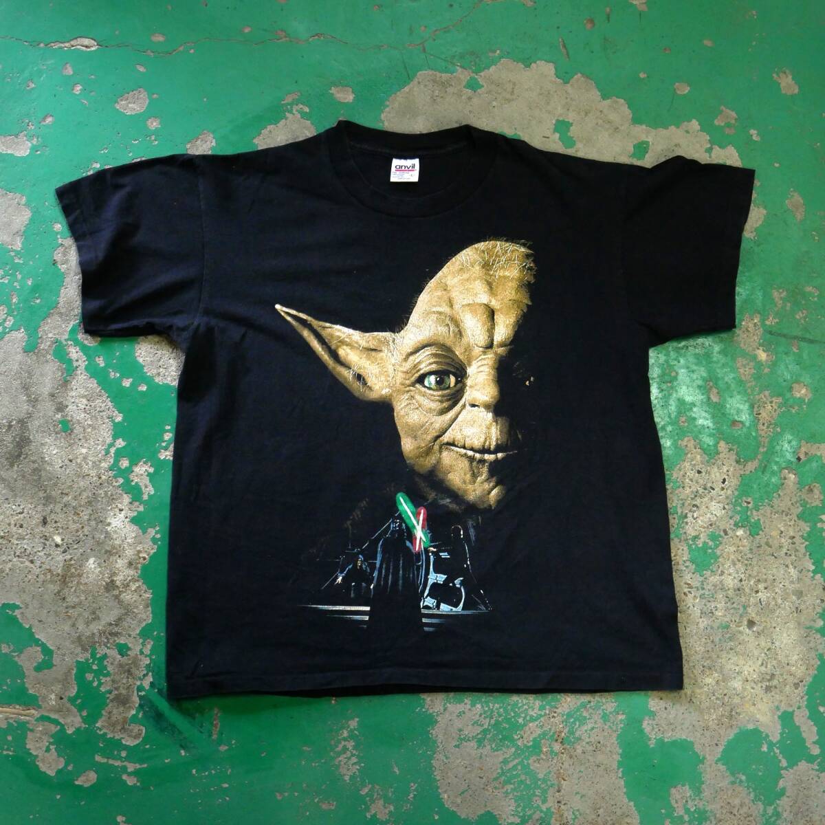 37W 90s スターウォーズ ヨーダ Tシャツ S/S TEE STAR WARS USA製 映画 ムービー anvil VINTAGE ビンテージUSA古着