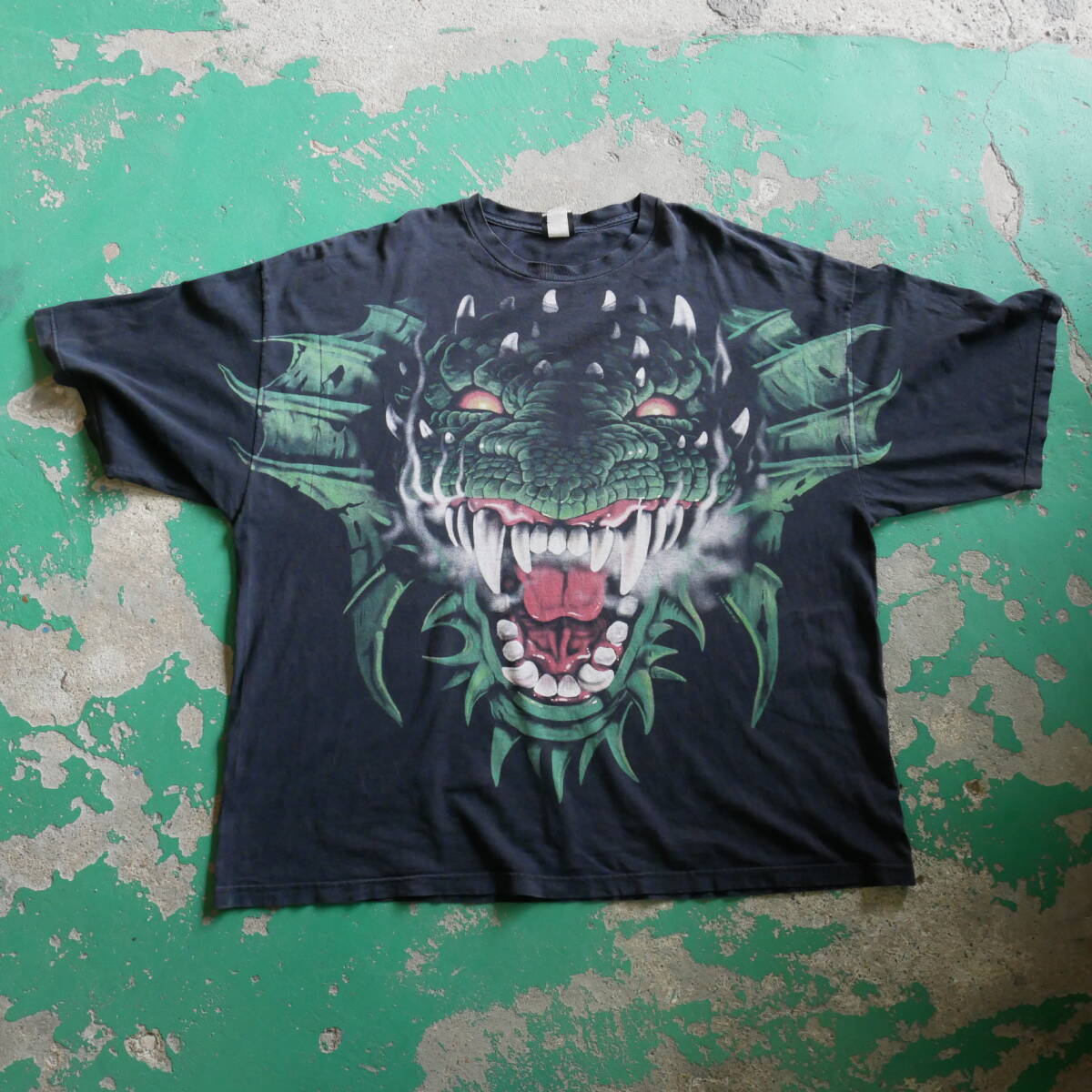37W BIG SIZE LIQUID BLUE ドラゴン Tシャツ S/S TEE リキッドブルー 大判 プリント 1996年 VINTAGE ビンテージUSA古着