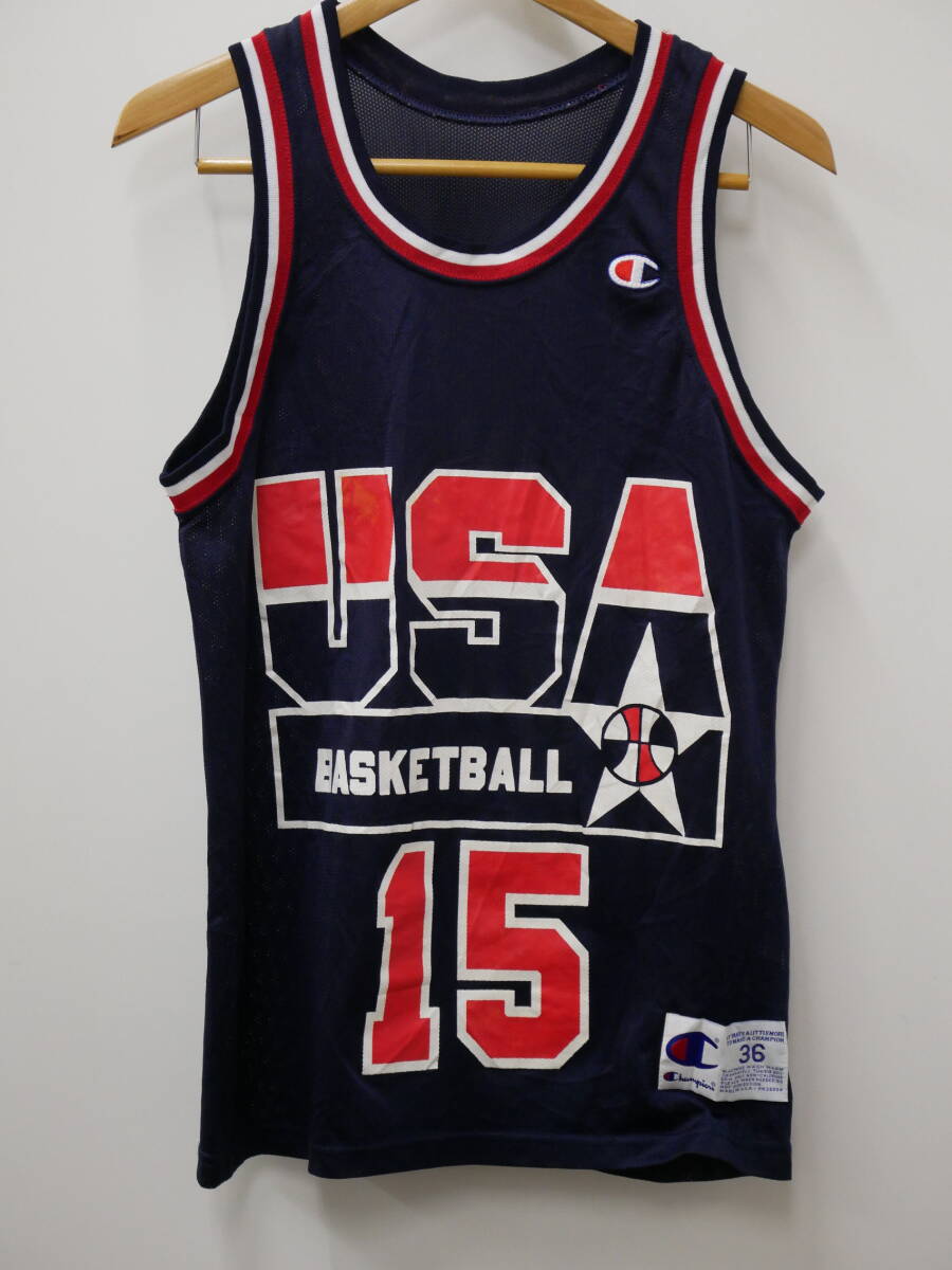 37W オリンピック アメリカ代表 ユニフォーム ドリームチーム マジックジョンソン NBA 90s Champion製 ゲームジャージ ビンテージUSA古着 
