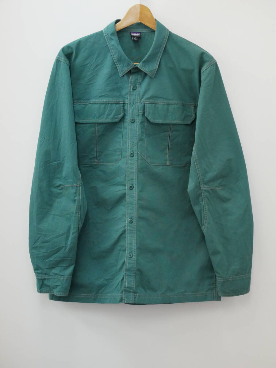 37W patagonia パタゴニア 長袖シャツ グリーン系 オーガニックコットン ビンテージUSA古着