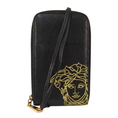 VERSACE ヴェルサーチェ ネックウォレット メデューサ レザー ブラック ゴールド金具 長財布