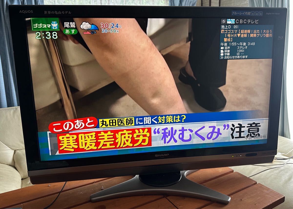 【動作品】SHARP AQUOS LC-40DX2 ブルーレイレコーダー内臓 液晶テレビ 2009年日本製 リモコンとB-CASカード 付き ブルーレイ再生OK