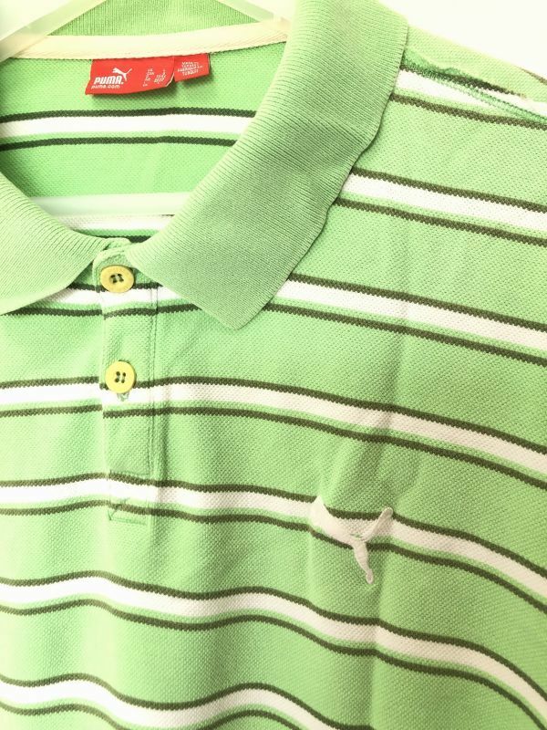 プーマ　PUMA ゴルフ　メンズシャツ　半袖　鹿の子素材　グリーン系