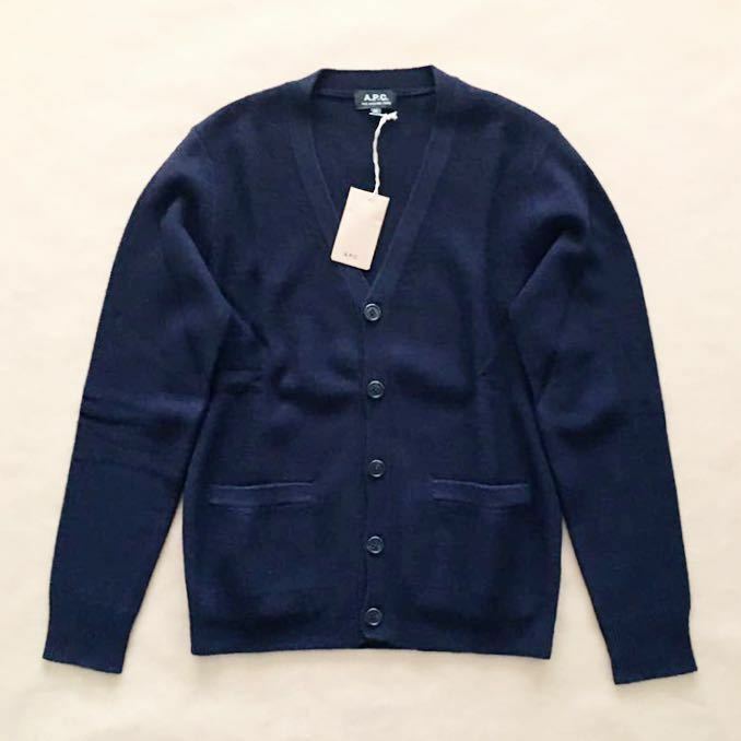 美品 A.P.C. カーディガン ニット ダークネイビー XS ウール セーター ミドルゲージ ユニセックス APC アーペーセー @a707