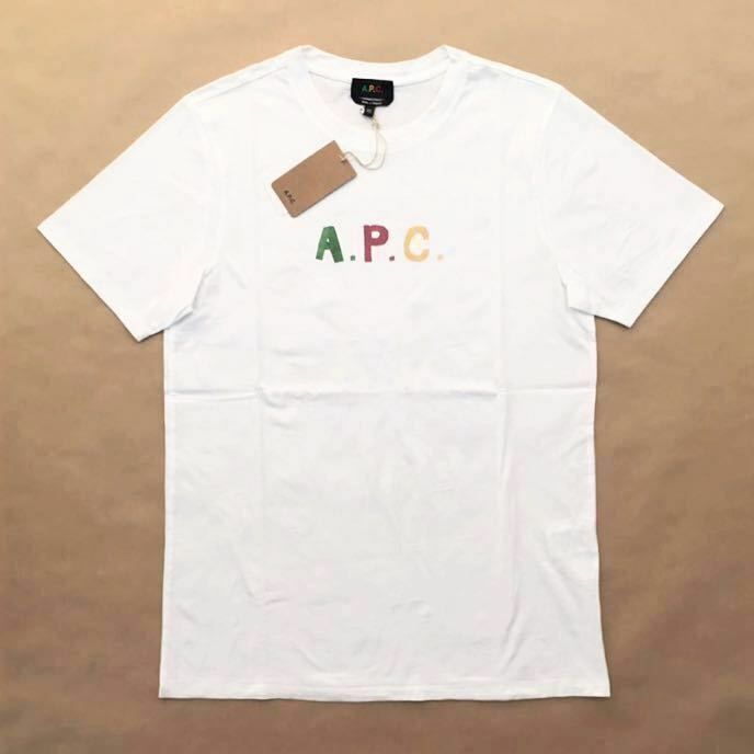 極美品 正規品 A.P.C. COULEURS ロゴ 半袖 Tシャツ ホワイト ラスタカラー XS ユニセックス 紙タグ付き 完売 APC アーペーセー @a670