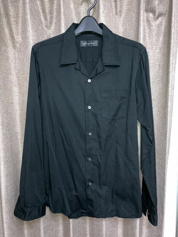 ラウンジリザード　オープンカラーシャツ　スイスコットン60/1サテンシャツ　サイズ3 ブラック　4260