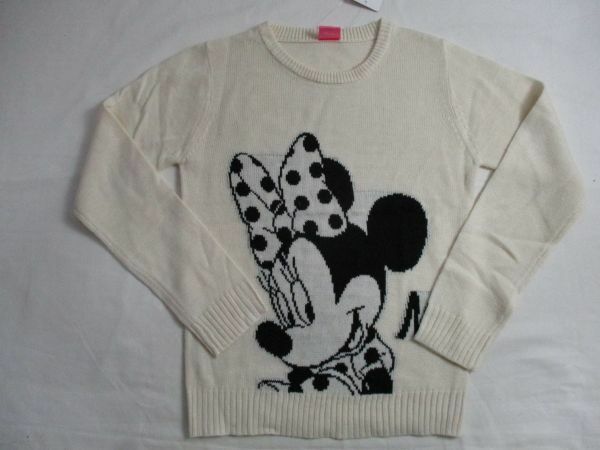 SE551【Disney】ミニー　新品　ニット　セーター　女児　淡茶　160