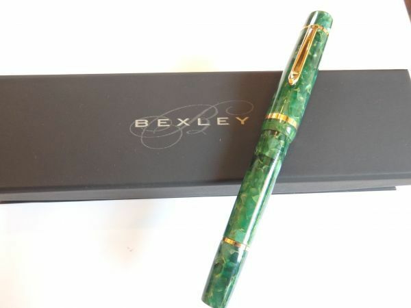 ◆ペン先：バイカラー 18K F　Bexley ベクスレイ　USA made グリーンマーブル　オーナーズクラブ2012 ラージサイズ　限定品