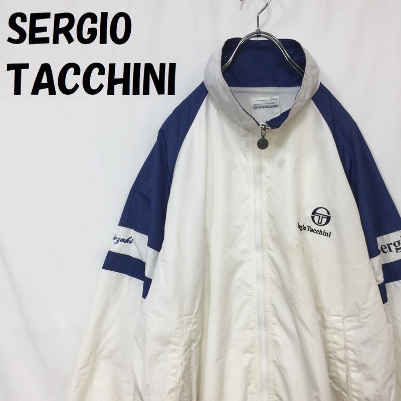 【人気】SERGIO TACCHINI/セルジオ・タッキーニ 中央大学 テニスクラブ ウィンドブレーカー バックプリント ホワイト サイズL/S886