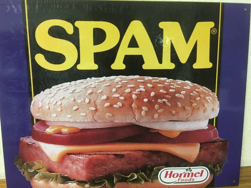 即決　ブリキ看板・SPAM Hormel Foods・縦40㎝・横32㎝・アメリカン雑貨・複数枚同梱発送可能です、