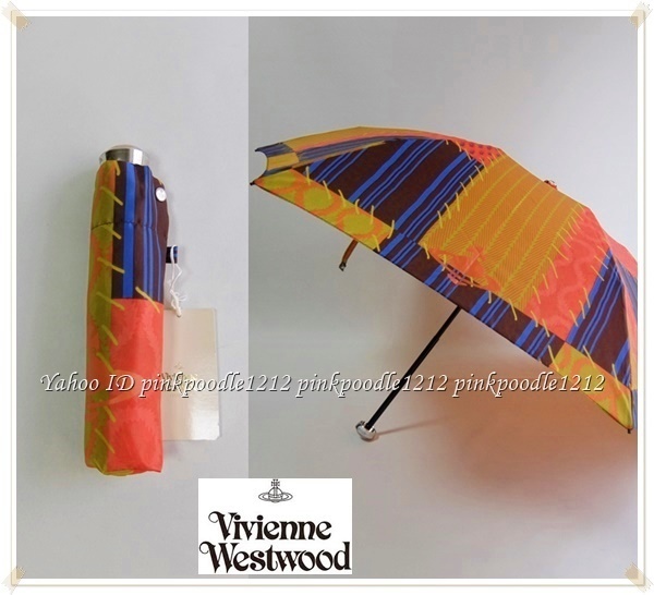 ◆ヴィヴィアンウエストウッド 携帯に便利な軽量カーボン骨 UV加工 折りたたみ 傘 未使用◆オーブ ツリー スクイグル柄◆