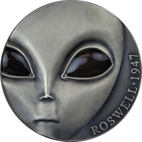 カメルーン　2017年　銀貨　3000フラン　70th Ann of Roswell Incident UFO　@5-72