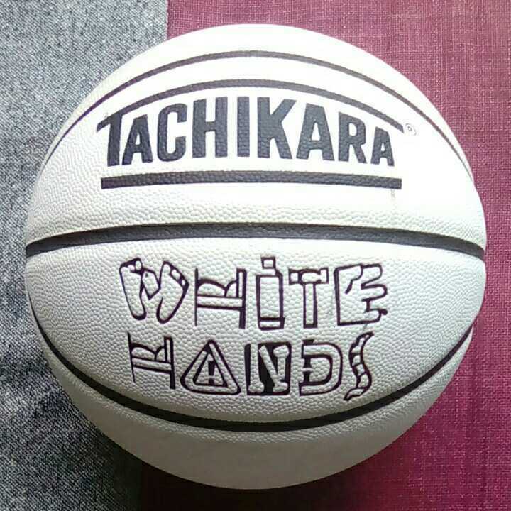 使用品 完売品 バスケットボール 7号 人工皮革製「TACHIKARA タチカラ WHITEHANDS ホワイトハンズ 白/黒」(検) molten MIKASA SPALDING 