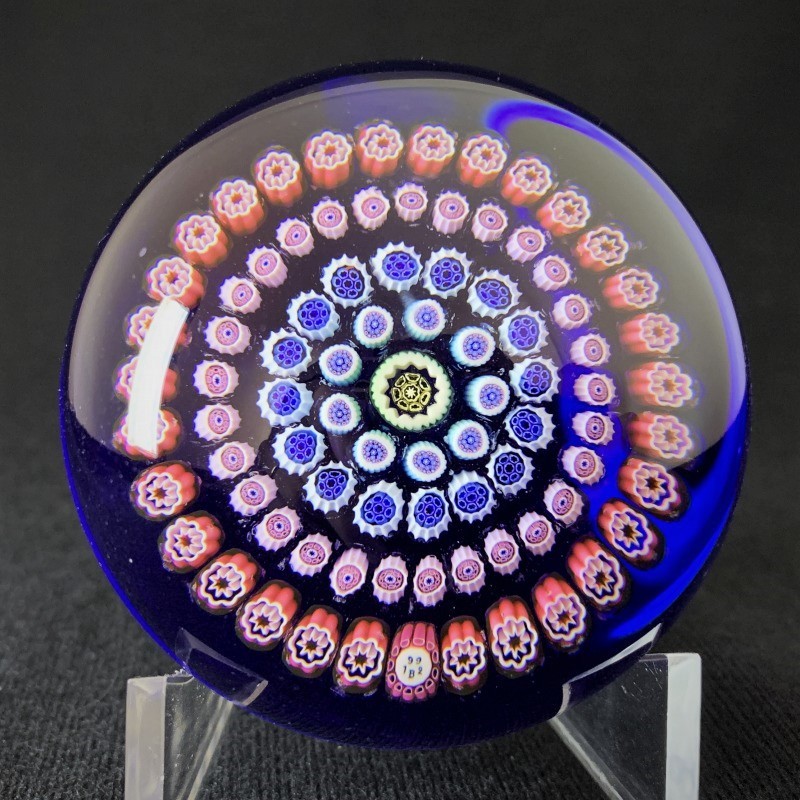 1992 希少 ミッドナイトブルー BACCARAT オールド バカラ クリスタル ペーパーウェイト ミルフィオリ アンティーク Millefiori