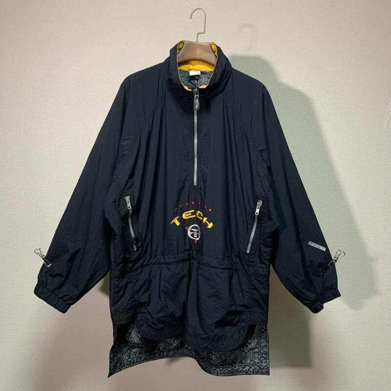 90s OCEAN PACIFIC TECH ナイロン ハーフジップ ジャケット L ブラック テック アノラック プルオーバー 80s 00s 古着 オールド VINTAGE