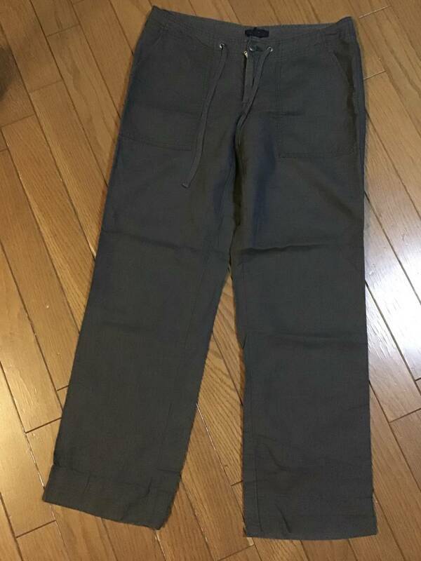 美品【Gap/ギャップ】麻混ストレートパンツ/Ｗ64★リネン★グレー★レディース★USED