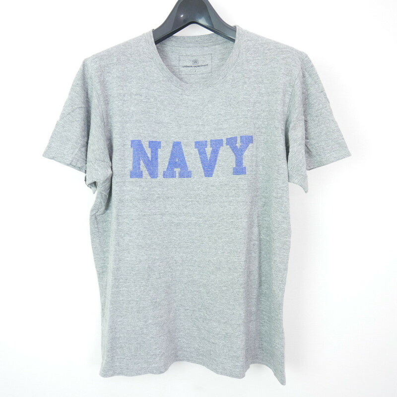 uniform experiment ユニフォームエクスペリメント NAVY STUDS TEE コットン 半袖 ロゴ スタッズ Tシャツ カットソー GRAY 2