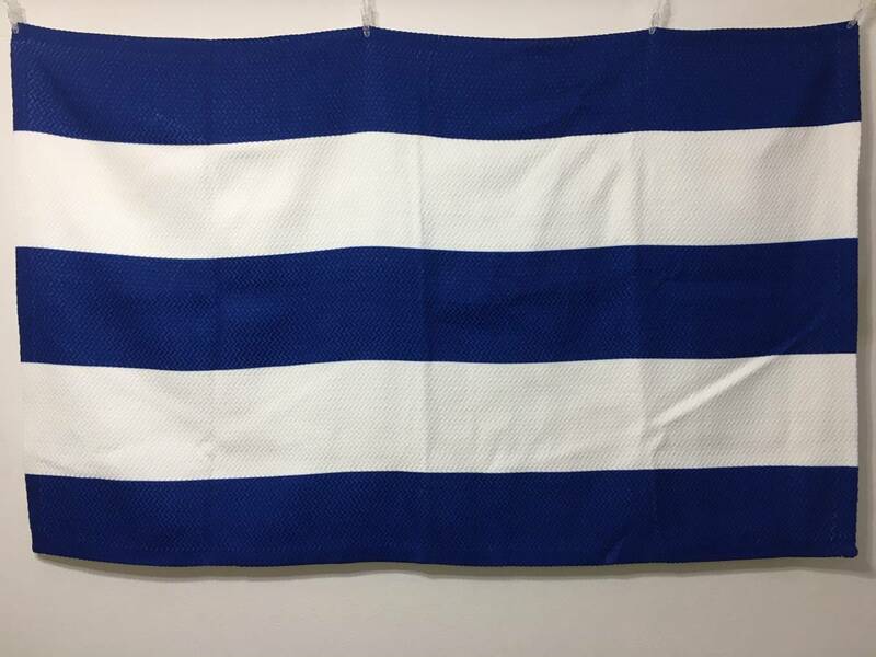 送料無料 ラグマット カーペット リビングマット 約90cm × 約143cm Navy blue white stripe