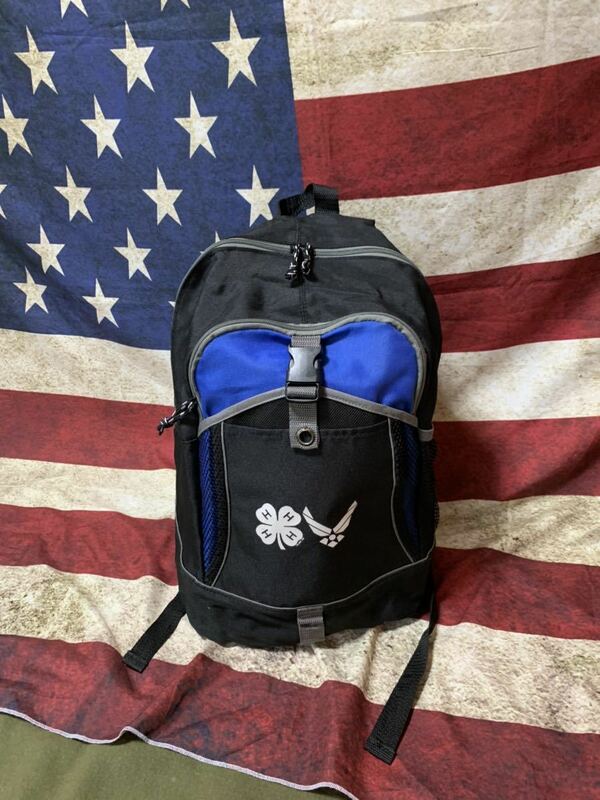 米軍 US 放出品 新品 バックパックAIR FORCE 4-H Club USAF リュック 鞄 マサチューセッツ ダブルネーム コラボ アイテム BLACK 黒 T