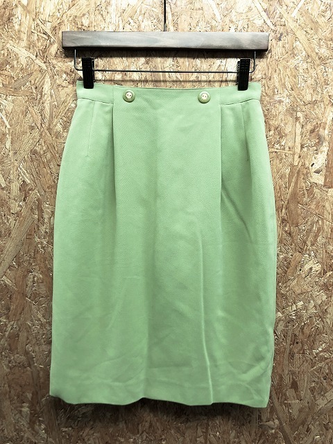 【訳アリ：日本製】 miss chloe ミスクロエ 40 レディース コクーンスカート ひざ丈 飾りボタン ポリ100%(キュプラ裏地) くすみ緑 グリーン