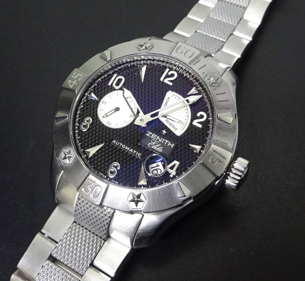 良品 ZENITH ゼニス デファイ クラシック パワーリザーブ エリート 03.0516.685 黒文字盤 メンズサイズ 自動巻 本物