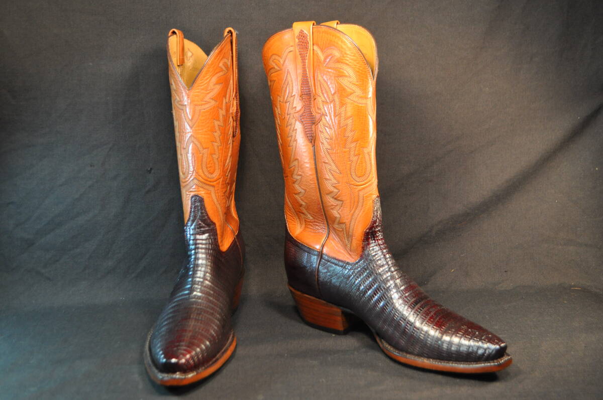 ルケーシー　LUCCHESE　CLASSIC　廃盤　高級　ウエスタンブーツ　濃茶リザード　トカゲ革　7.5D　