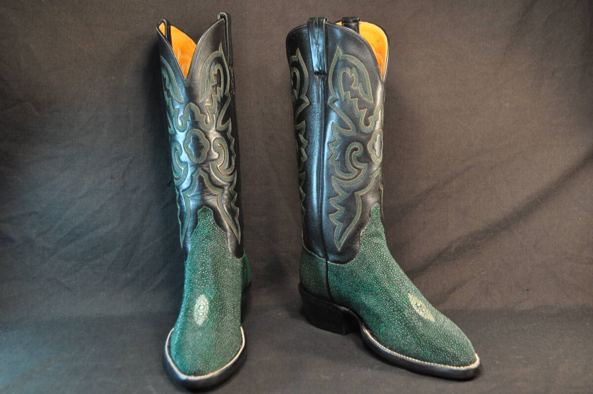 新品　アメリカ製　ルケーシー　LUCCHESE　CLASSIC　高級ウエスタンブーツ　FOREST GREEN　スティングレー　エイ革　7B