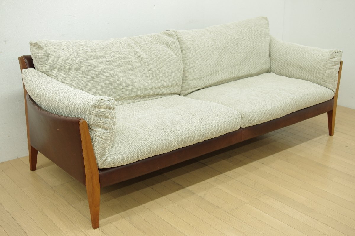 展示品 Ritzwell リッツウェル DIANA 3人掛けソファ 3P アーム付き リビング 幅202cm 本革 ファブリック オフホワイト モダン シンプル