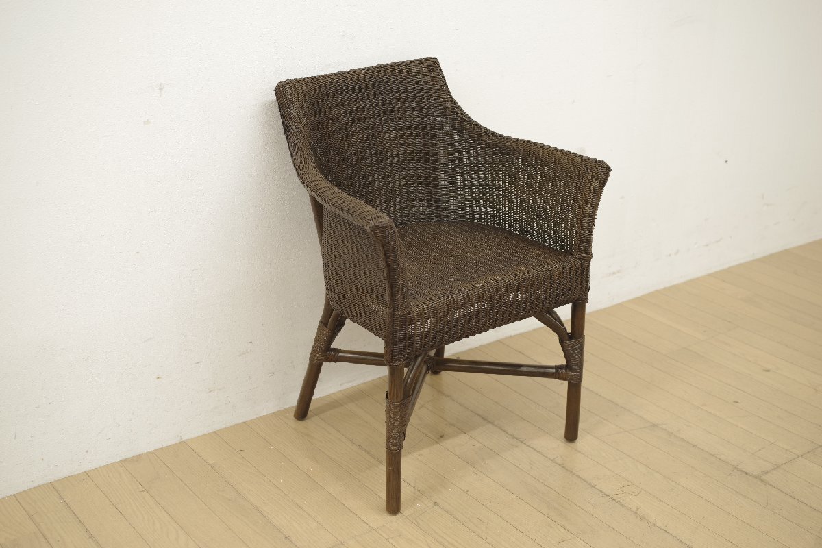 展示品 WISE・WISE ワイスワイス JAWA ジャワ ラタン アームチェア ブラウン エスニック アジアンテイスト ガーデンチェア シンプル (A)