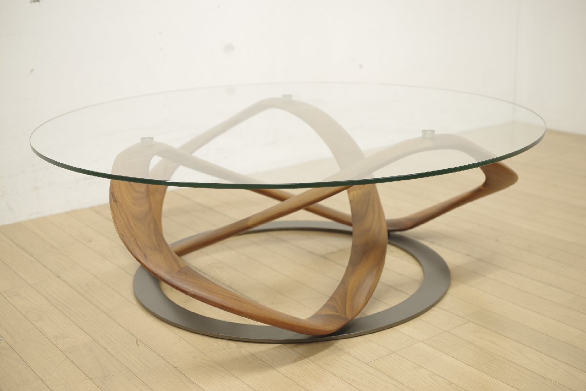 Porada ポラダ INFINITY インフィニティ リビングテーブル ウォールナット無垢 ガラステーブル モダン アクタス取扱 新品約65万