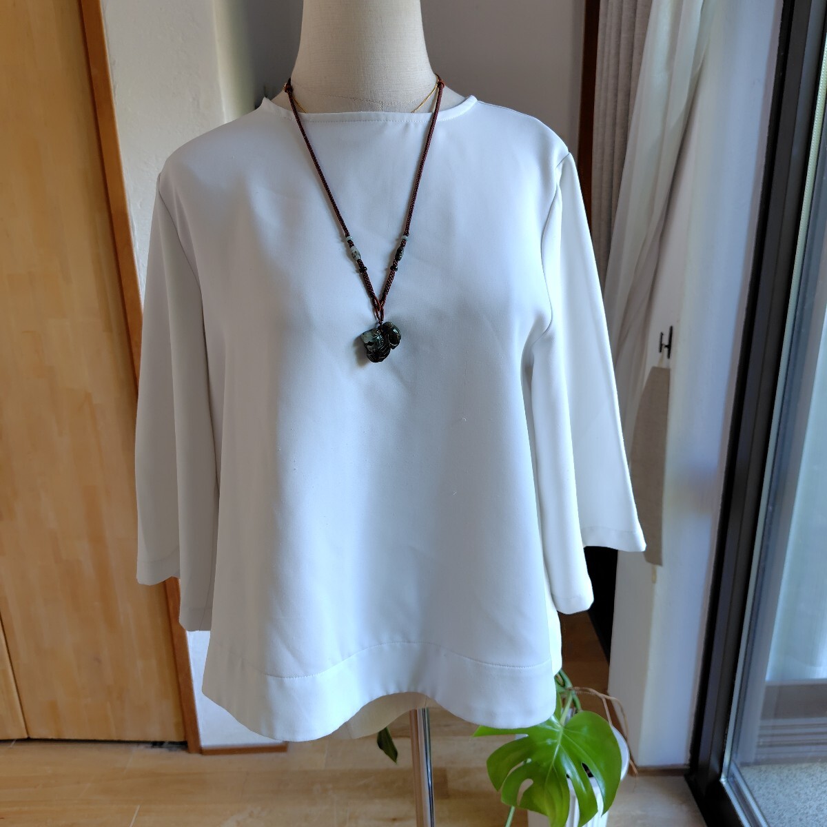 美品(^^♪　CLACIER　七分袖 ブラウス／カットソー　 M 　美シルエット　ニュアンスカラー♪　上品　 