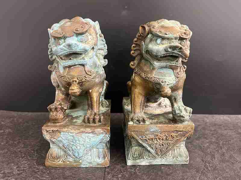 CT11591　 獅子　双獅　印鑑　中国　置物　