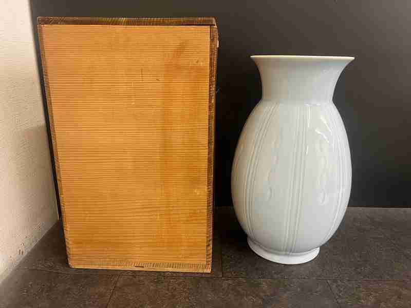 CT11640　平安　陶翠　天藍　花瓶　木箱